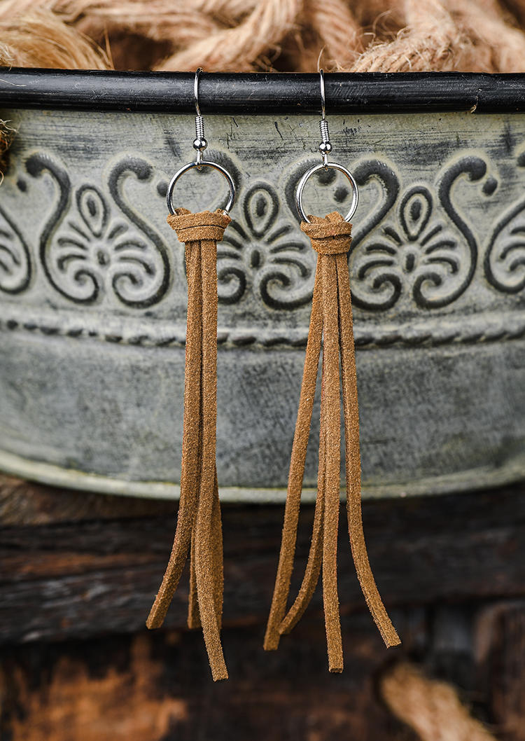 

Earrings Tassel Knotted Alloy Hook Earrings in Brown. Size
