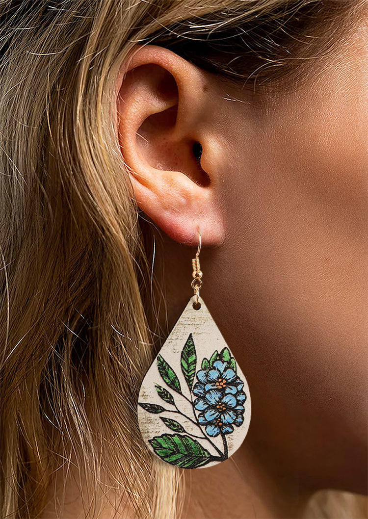 

Earrings Flower Leaf Water Drop Earrings in Multicolor. Size