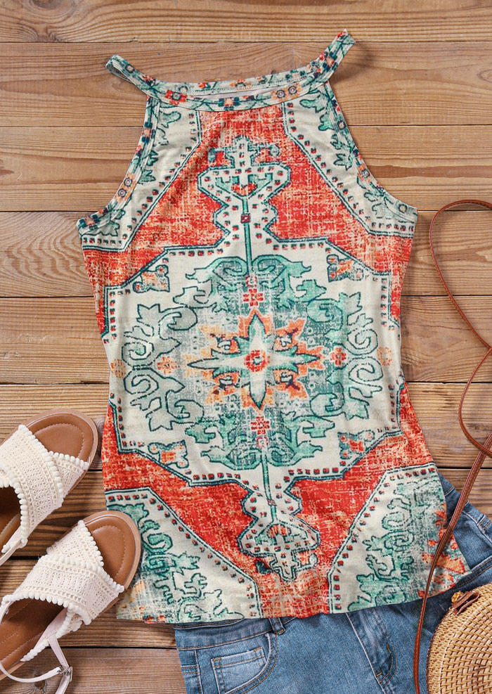 

Tank Tops Aztec Geometric Casual Camisole in Multicolor. Size