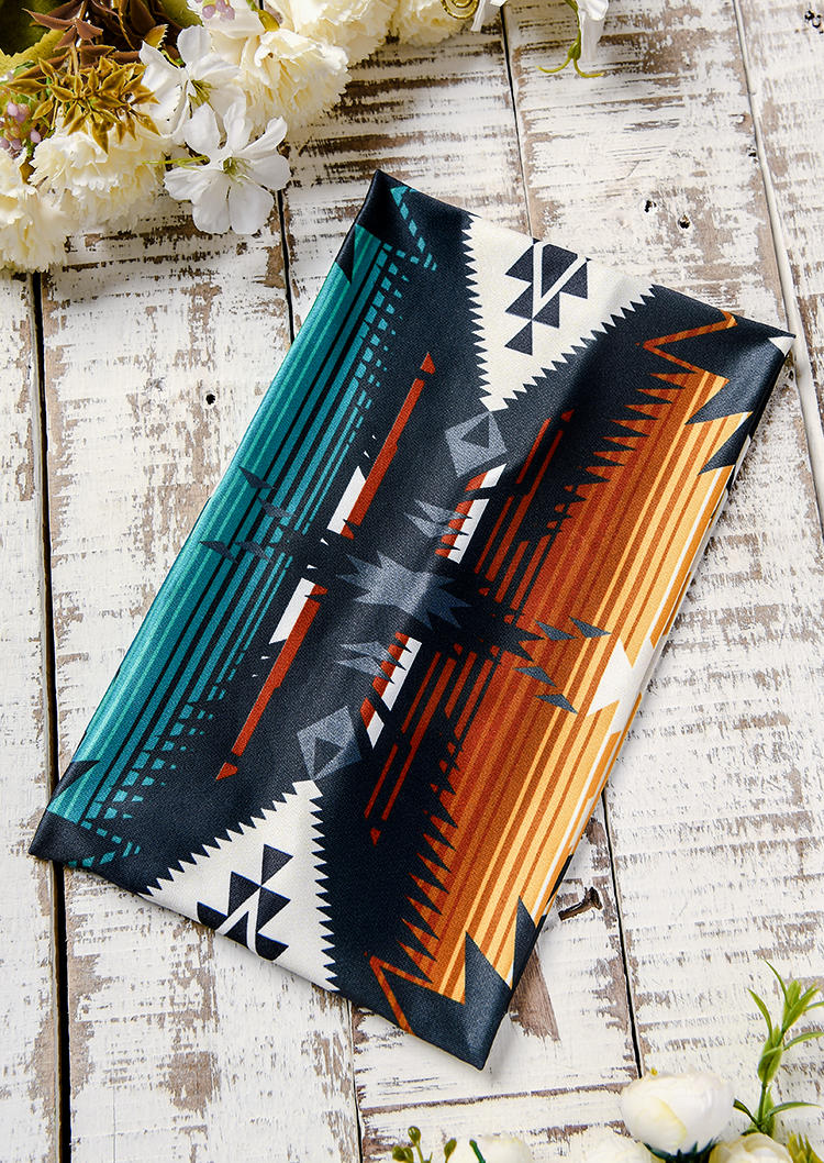 

Aztec Geometric Yoga Wide Headband in Multicolor. Size