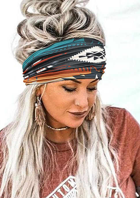 Aztec Geometric Yoga Wide Headband