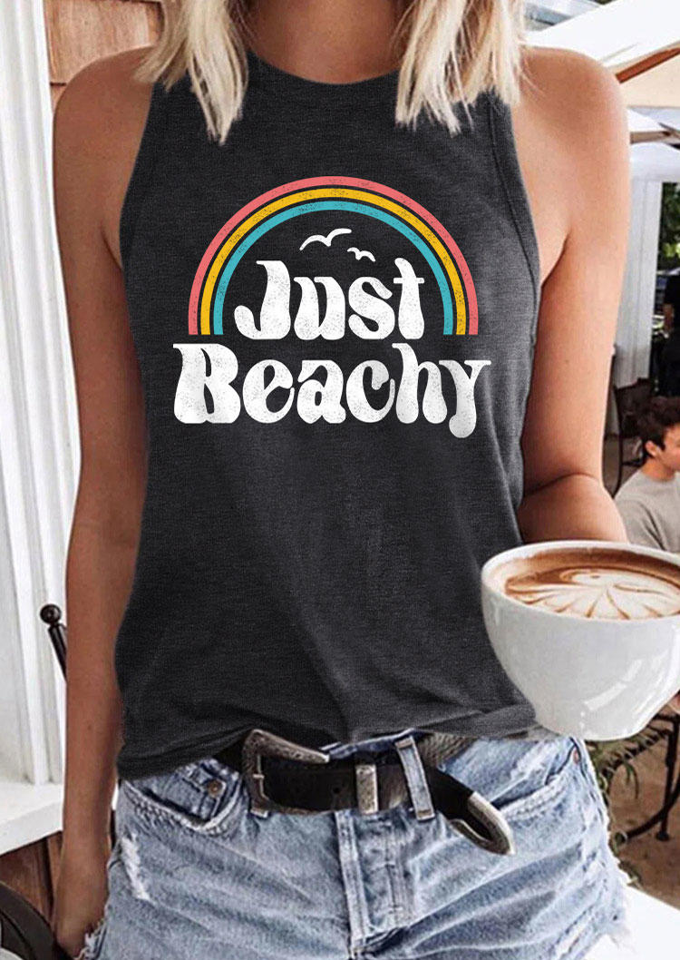 Just Beachy Rainbow O-Neck Tank - Dark Grey 537201