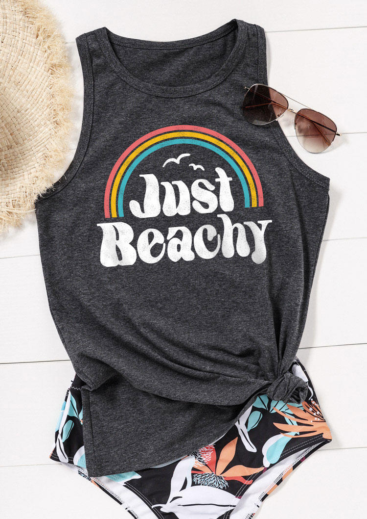 

Tank Tops Just Beachy Rainbow O-Neck Tank Top - Dark Grey in Gray. Size