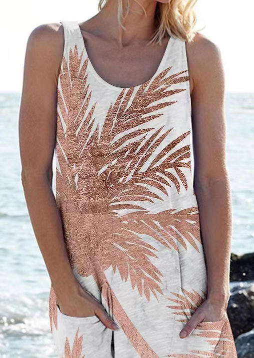 

Mini Dresses Palm Tree Pocket Sleeveless Mini Dress in White. Size