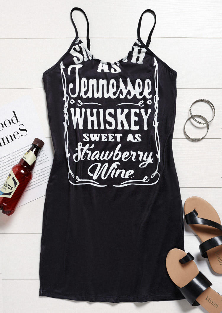 Smooth As Tennessee Whiskey Sweet As Strawberry Wine Mini Dress - Black