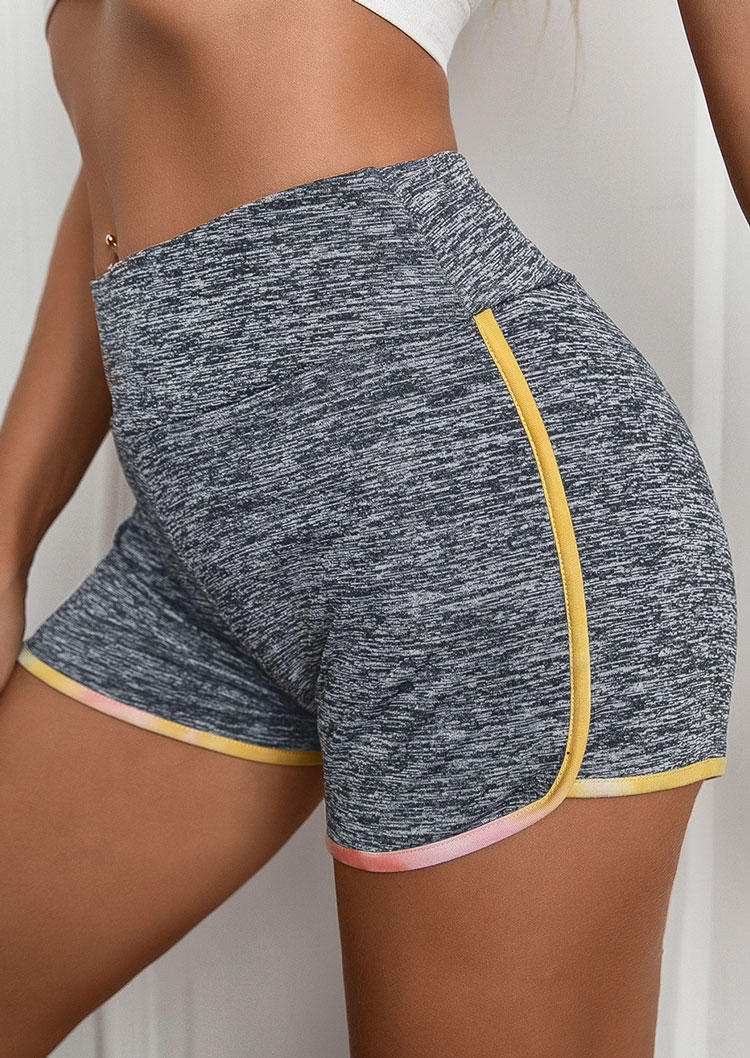 

Activewear Tie Dye High Waist Yoga Activewear Shorts in Gray. Size