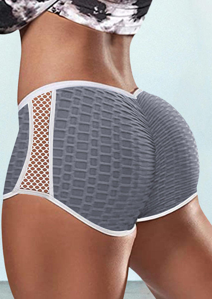 

Activewear Waffle Hollow Out Activewear Shorts in Gray. Size