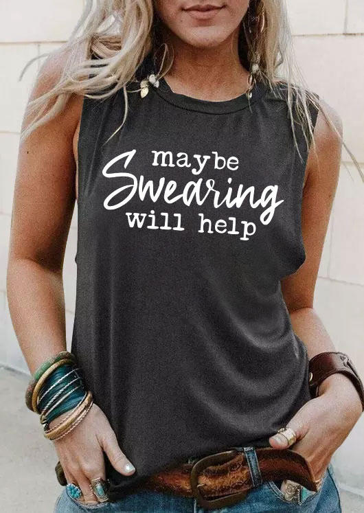 

Tank Tops Maybe Swearing Will Help Tank Top - Dark Grey in Gray. Size
