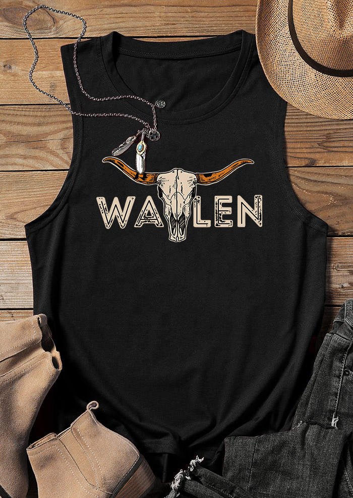 

Tank Tops Steer Skull O-Neck Tank Top in Black. Size: 2XL,,L,M,S,XL