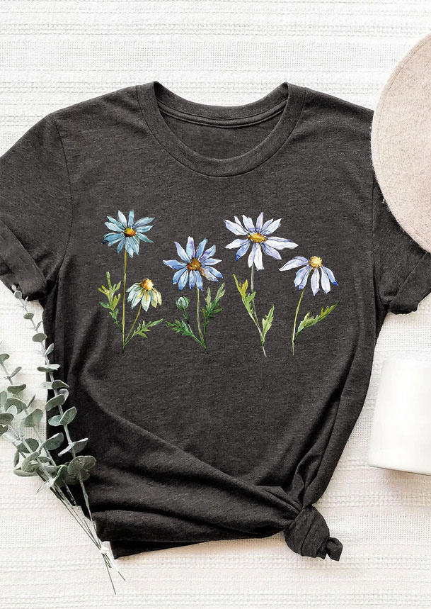 

T-shirts Tees Daisy O-Neck T-Shirt Tee - Dark Grey in Gray. Size