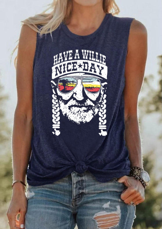 

Tank Tops Have A Willie Nice Day Casual Tank Top in Navy Blue. Size