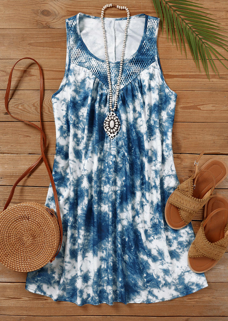 

Mini Dresses Tie Dye Sleeveless Mini Dress in Blue. Size