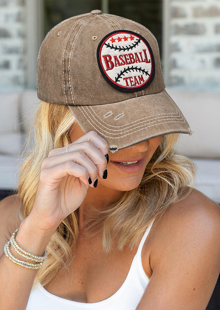 

Hats Baseball Team Star Ripped Cap in Khaki. Size