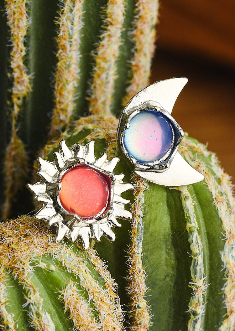 

Earrings Bohemian Sun Moon Alloy Earrings in Silver. Size