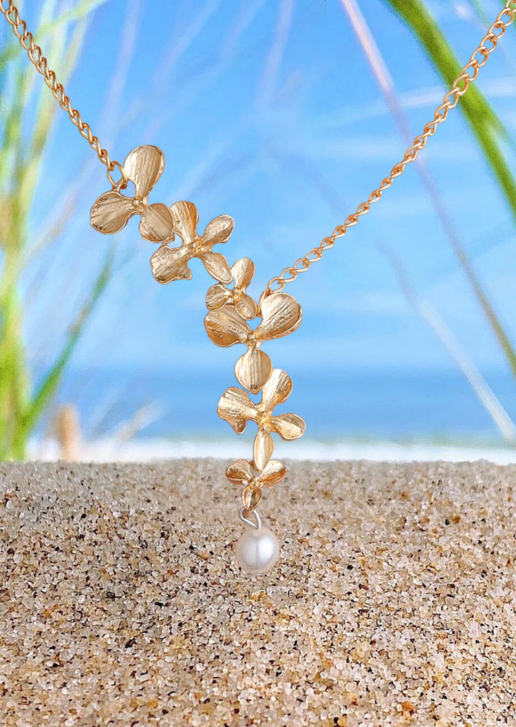 Orchid Flower Pearl Alloy Necklace