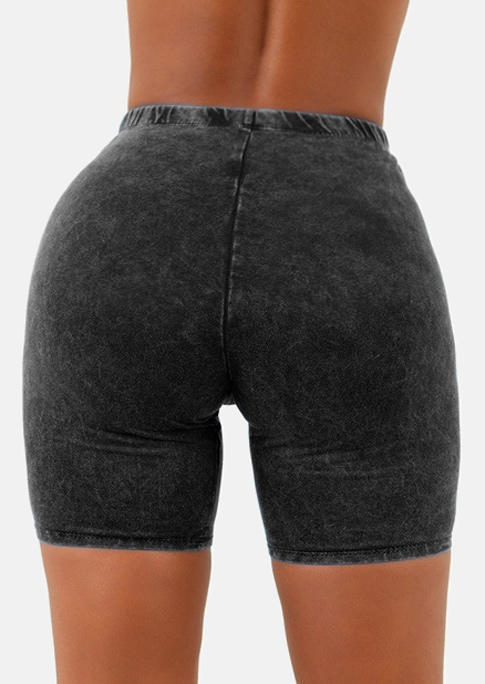 

Activewear Elastic Waist Casual Activewear Shorts in Black. Size: L,M,,XL
