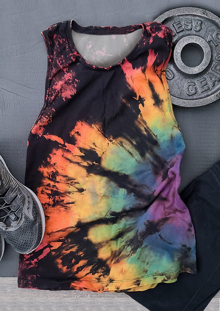 

Tank Tops Reverse Tie Dye Rainbow O-Neck Tank Top in Multicolor. Size