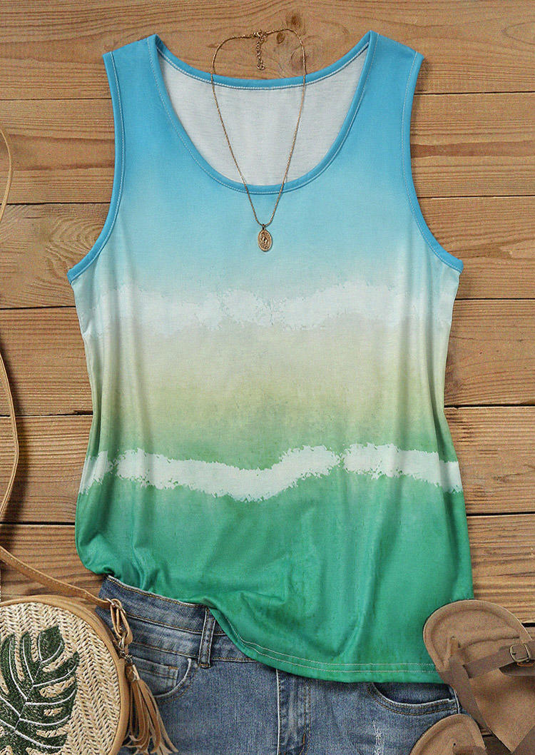 

Tank Tops Gradient O-Neck Casual Tank Top in Multicolor. Size