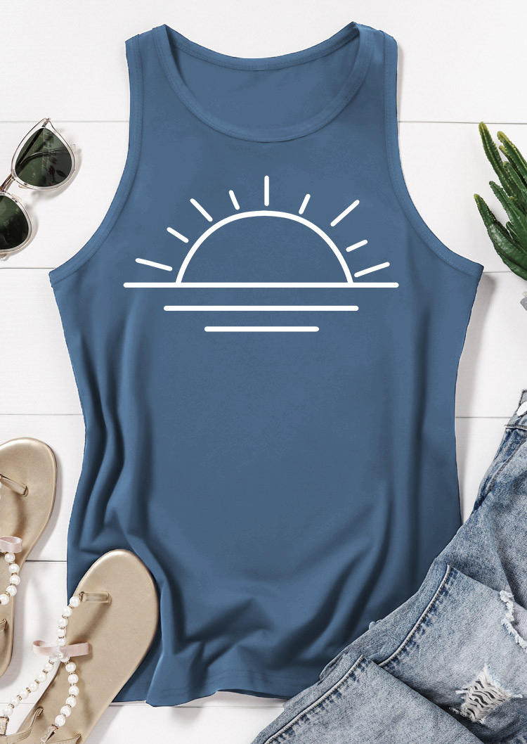 

Tank Tops Summer Sunrise Casual Tank Top in Blue. Size