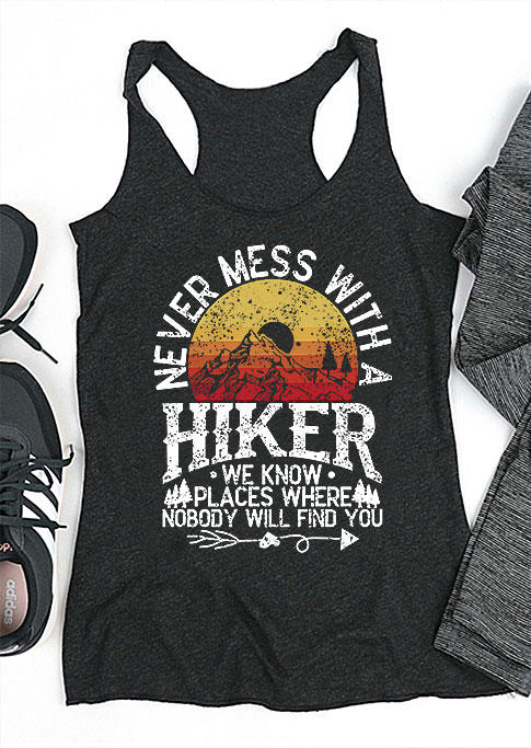 

Tank Tops Never Mess With A Hiker Sunset Racerback Tank Top - Dark Grey in Gray. Size