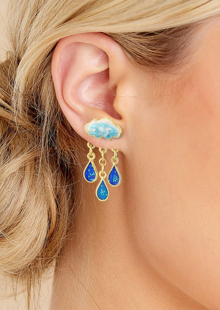 

Earrings Cloudy Raindrop Alloy Earrings in Royal Blue. Size