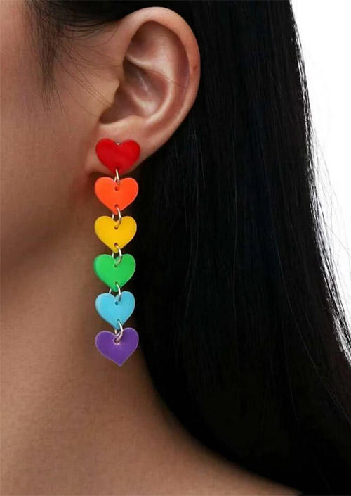 

Earrings Colorful Heart Acrylic Earrings in Multicolor. Size