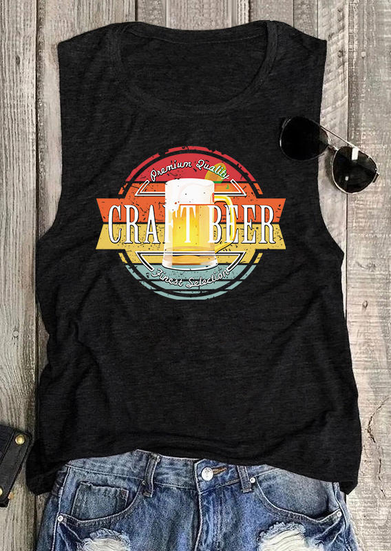 Tank Tops Craft Beer O-Neck Tank Top in Black. Size: L