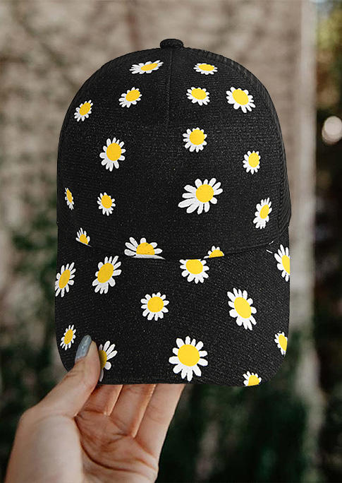 

Hats Daisy Mesh Hollow Out Baseball Cap in Black. Size