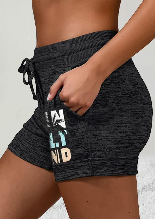 

Shorts Sun Salt Sand Coconut Tree Drawstring Shorts in Black. Size