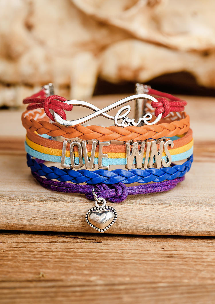 

Bracelet Love Wins Heart Infinity Braid Bracelet in Multicolor. Size