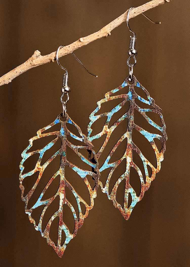 

Earrings Leaf Tie Dye Hollow Out Hook Earrings in Multicolor. Size