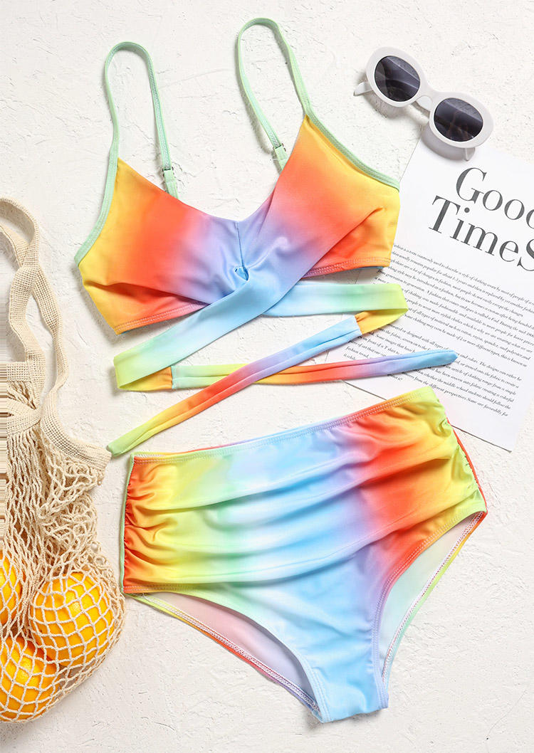 

Bikini Sets Gradient Ruched High Waist Bikini Set in Multicolor. Size