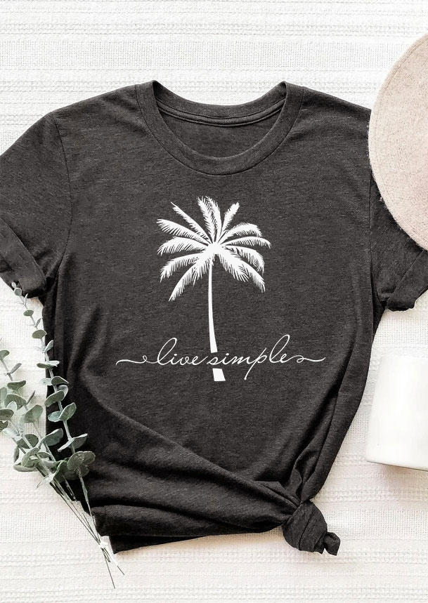 

T-shirts Tees Live Simple Coconut Tree T-Shirt Tee - Dark Grey in Gray. Size
