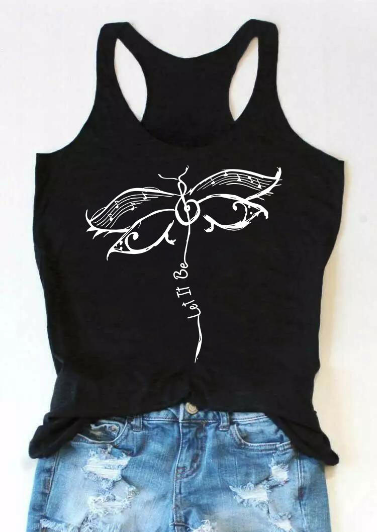 Tank Tops Let It Be Dragonfly Racerback Tank Top in Black. Size: S