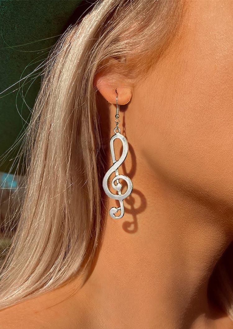 

Earrings Music Note Alloy Earrings in Silver. Size