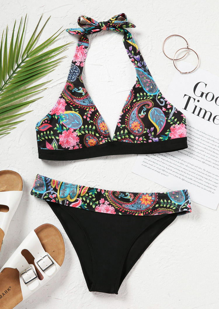 

Bikini Sets Floral Paisley Halter Bikini Set in Multicolor. Size