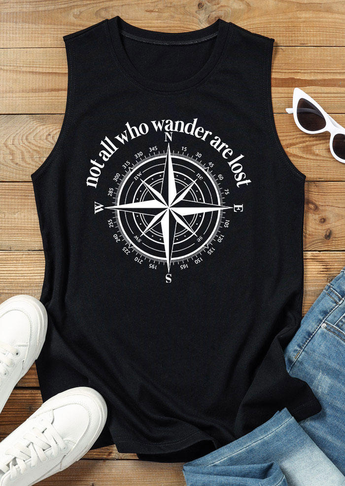 

Tank Tops Not All Who Wander Are Lost O-Neck Tank Top in Black. Size