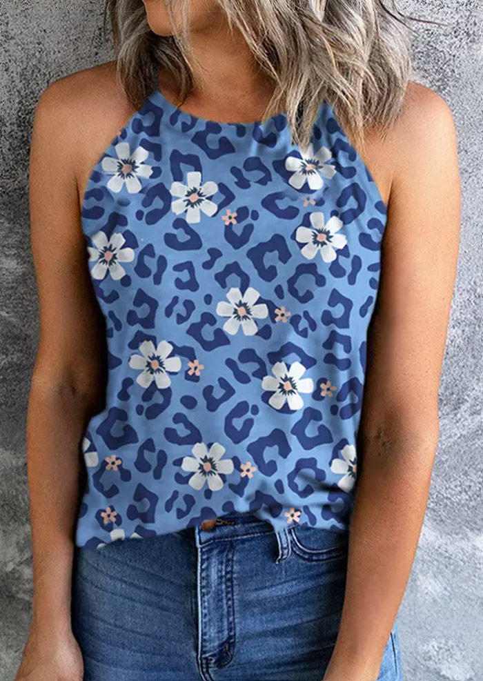 

Tank Tops Leopard Floral Halter Casual Camisole in Multicolor. Size: ,M,L,XL