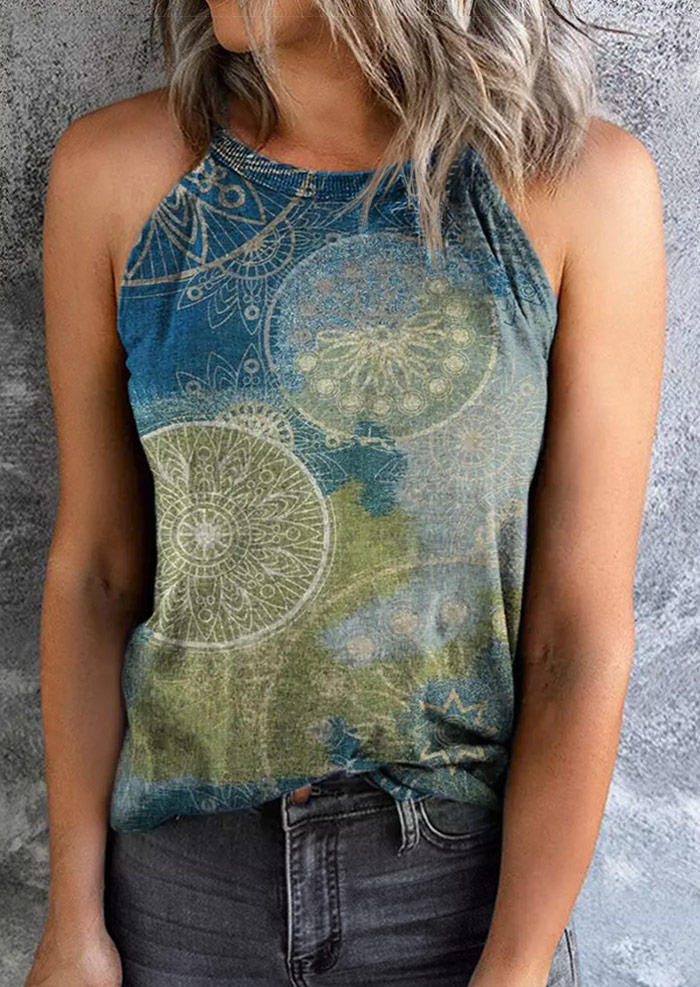

Tank Tops Gradient Tribal Casual Camisole in Blue. Size: ,M,L,XL