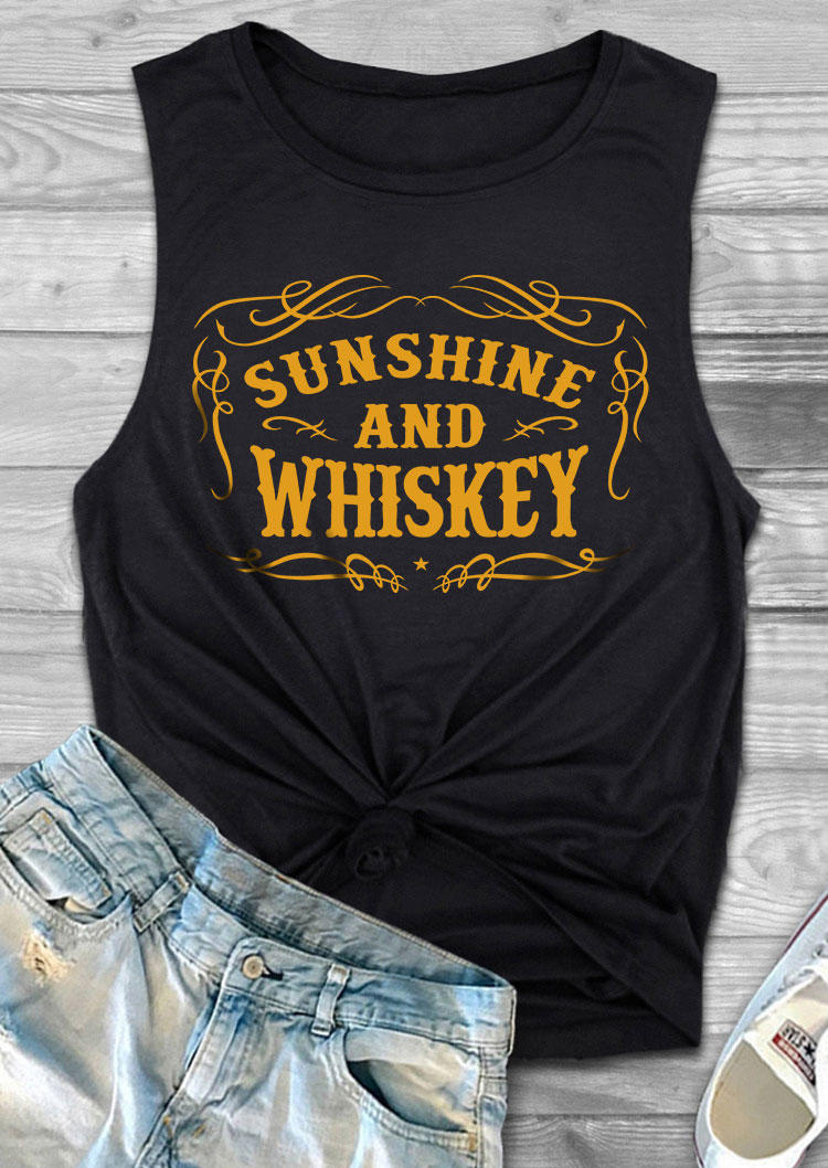 Sunshine And Whiskey O-Neck Tank - Black