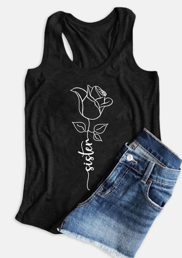 

Tank Tops Sister Rose Racerback Tank Top in Black. Size: ,M,L,XL