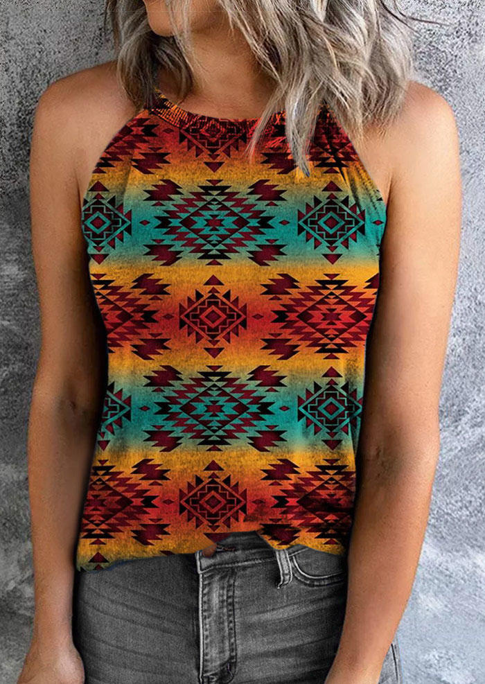 

Tank Tops Aztec Geometric Gradient Spaghetti Strap Camisole in Multicolor. Size