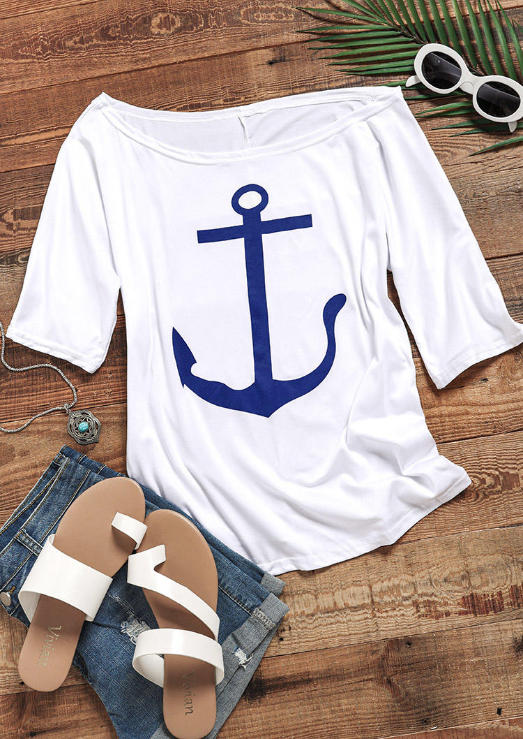 Blouses Anchor Long Sleeve Off Shoulder Blouse in White. Size: S