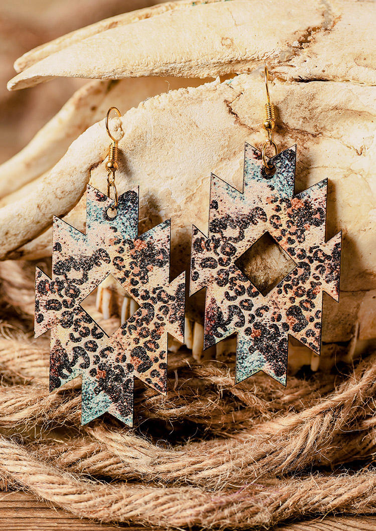 

Earrings Leopard Aztec Geometric Wood Earrings in Multicolor. Size