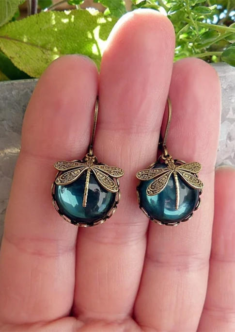 Earrings Vintage Dragonfly Glass Earrings in Multicolor. Size: One Size