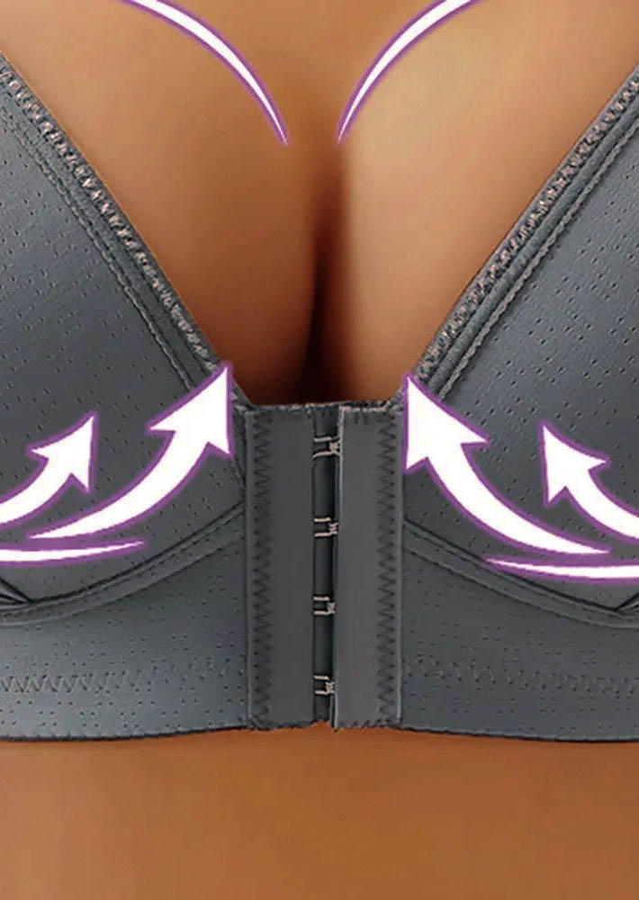 Bras Front Button Breast Lifting Bra - Dark Grey in Gray. Size: L,M,S,XL