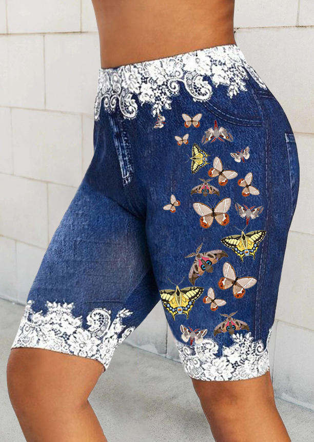 

Shorts Colorful Butterfly Floral Casual Shorts in Blue. Size: ,M,L,XL