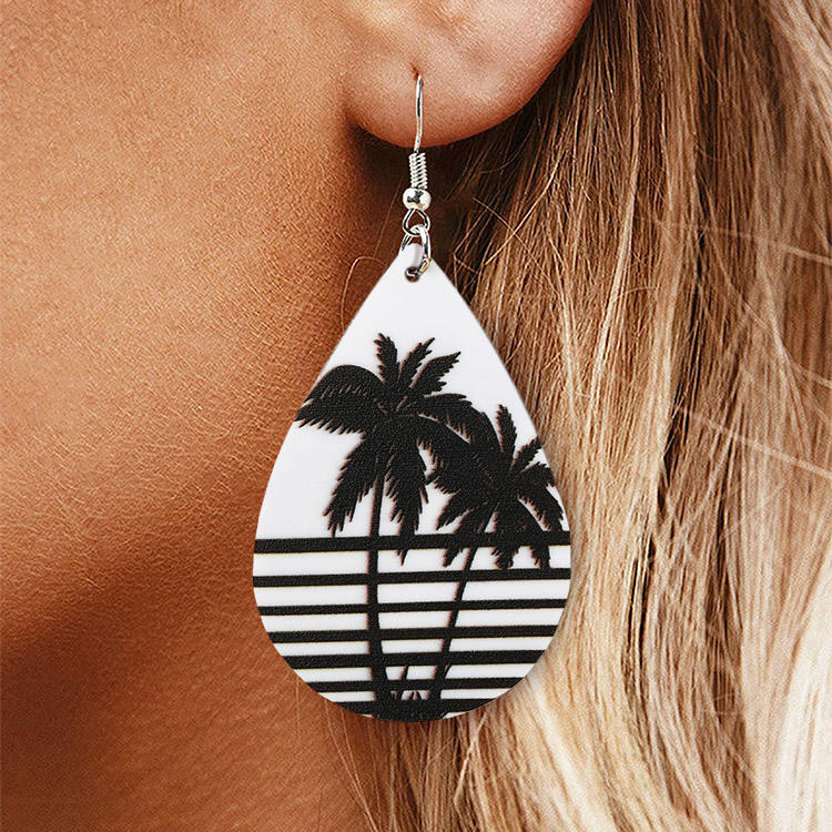 Coconut Tree Water Drop Acrylic Earrings