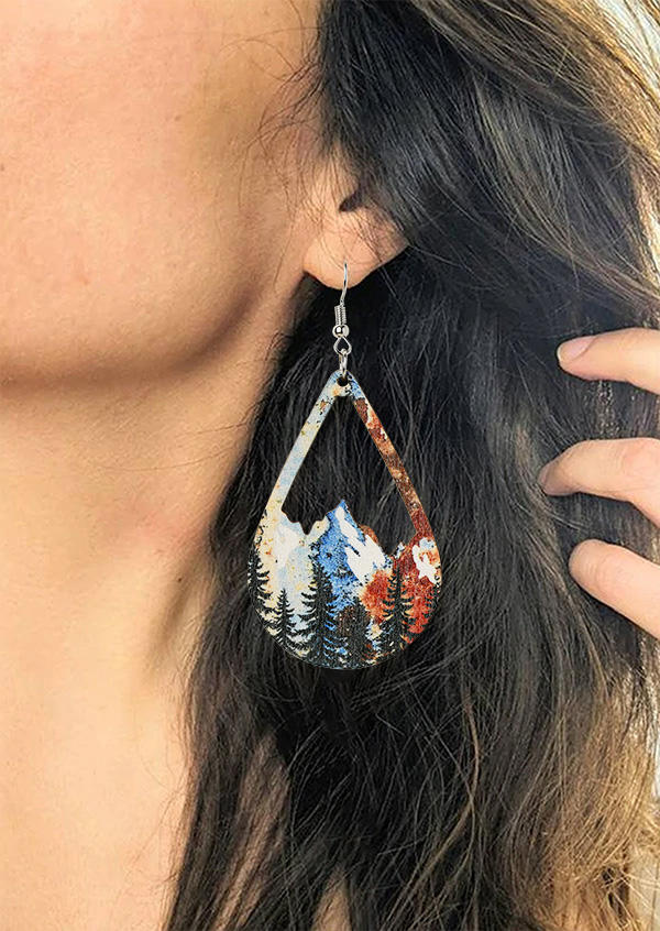 

Earrings Tree Snow Mountain Hollow Out Water Drop Earrings in Multicolor. Size