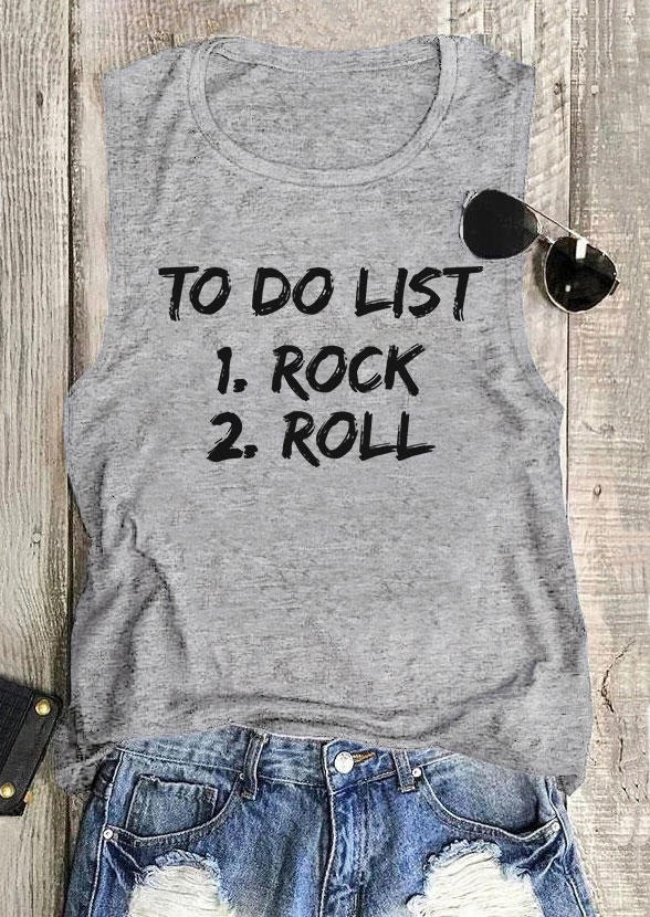 

Tank Tops To Do List Rock Roll O-Neck Tank Top in Gray. Size